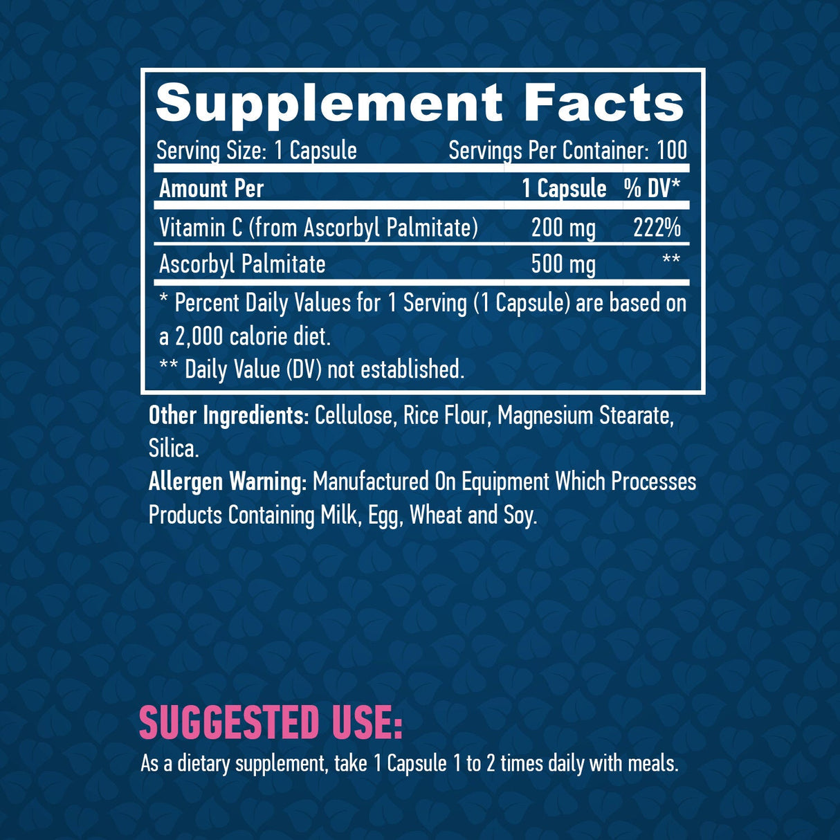 Ascorbile palmitato 500 mg. /100 capsule.