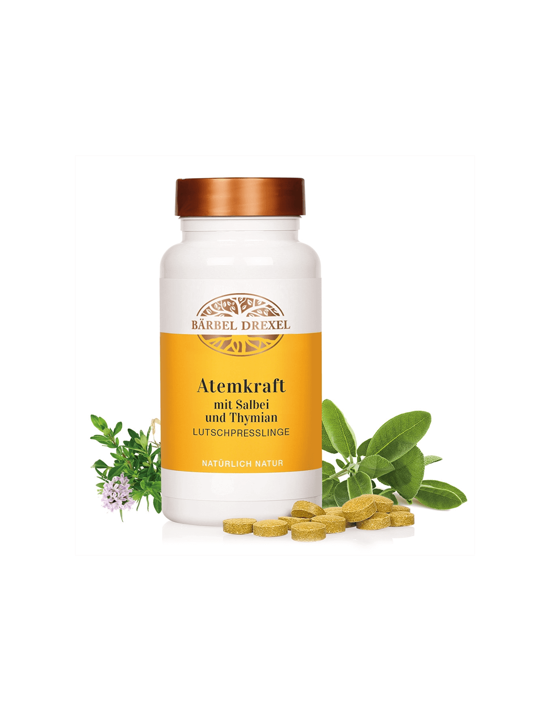 Atemkraft mit Salbei und Thymian - Formula a base di erbe per il sistema respiratorio e le corde vocali, 240 compresse <tc>Bärbel Drexel</tc>