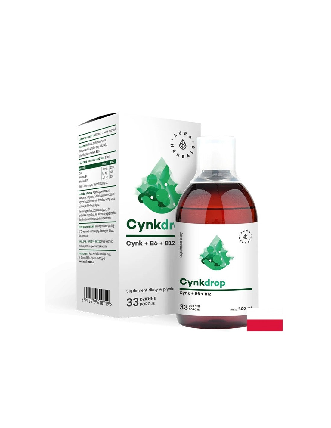 Immunità e sistema nervoso - Zinco + Vitamina B6 e B12, 500 ml <tc>Aura Herbals</tc>