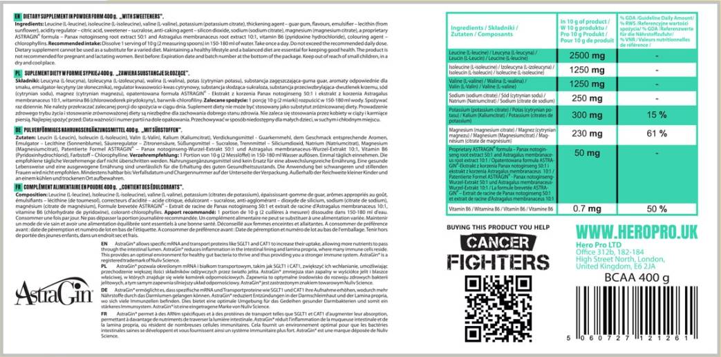 BCAA 2:1:1 Polvere | con Elettroliti + AstraGin® - 400 grammi