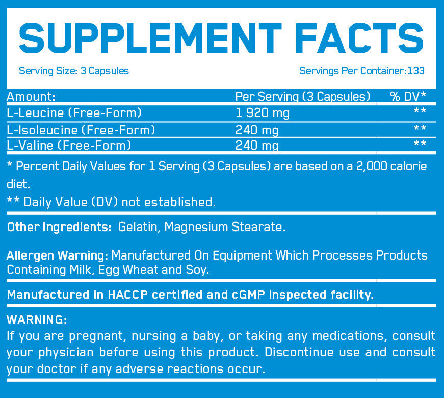 BCAA 8:1:1 800 mg/400 capsule.