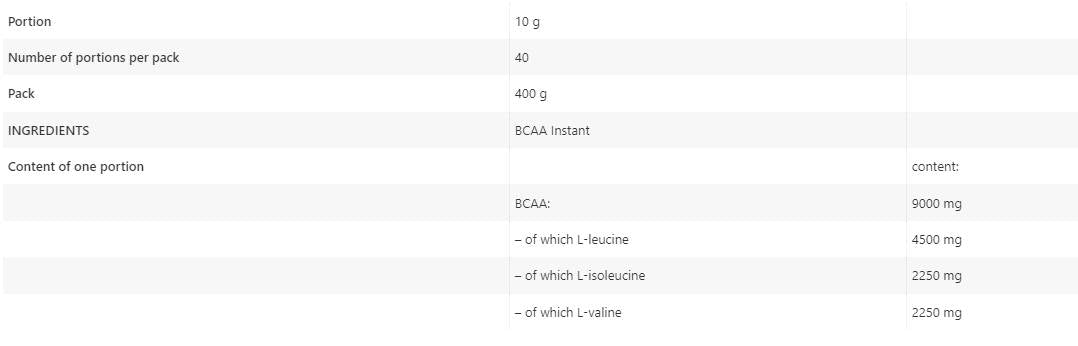 Polvere istantanea BCAA - 400 grammi