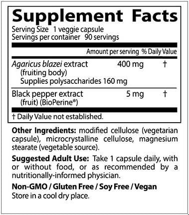 MIGLIOR Agaricus Blazei con BioPerine - 90 capsule