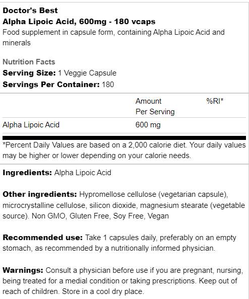 MIGLIOR acido alfa lipoico 600 mg - 180 capsule