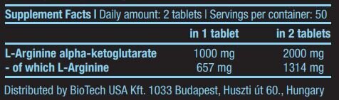<tc>BioTech USA</tc> AAKG 1000 mg. 100 compresse.