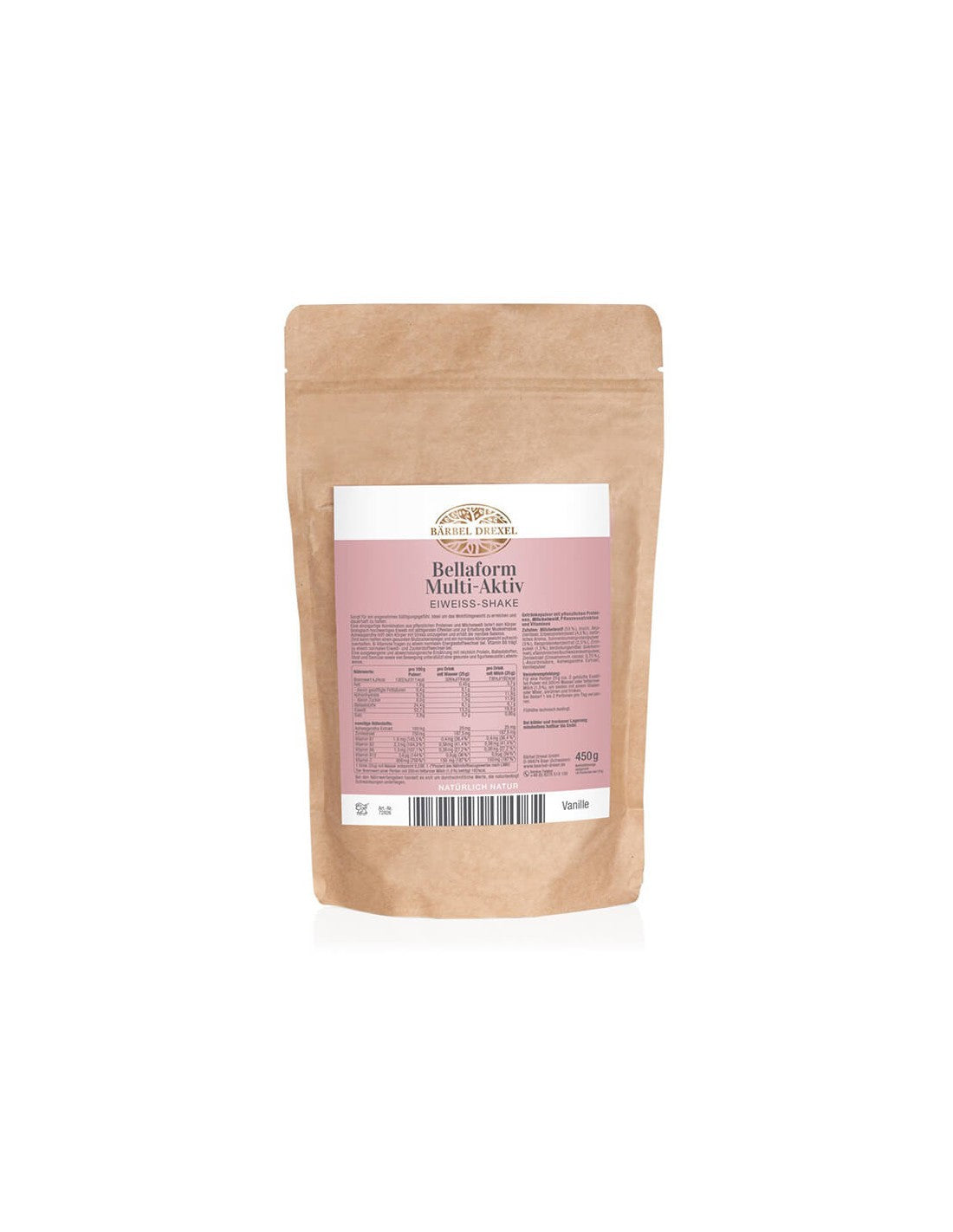 Proteine ​​vegetali e del latte + ashwagandha, cannella e vitamine - Bellaform, 450 g, polvere al gusto di vaniglia e cannella <tc>Bärbel Drexel</tc>
