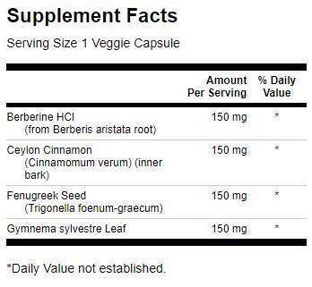 Complesso di Berberina con Cannella, Gymnema & Fieno greco 600 mg - 90 capsule