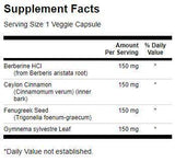 Complesso di Berberina con Cannella, Gymnema & Fieno greco 600 mg - 90 capsule