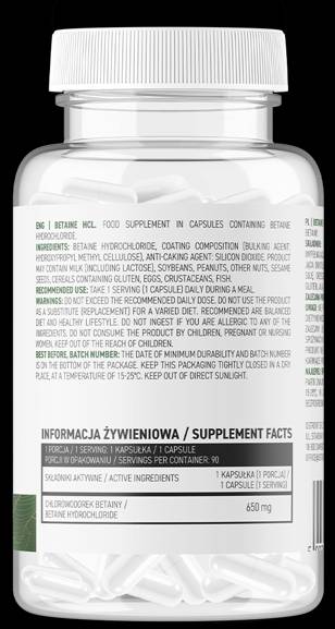 Betaina HCl 650 mg 90 capsule