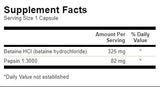 Betaina HCl Acido Cloridrico con Pepsina - 250 capsule