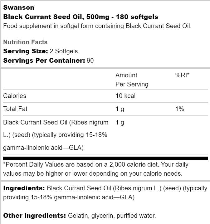 Olio di Semi di Ribes Nero 500 mg 180 Capsule gel