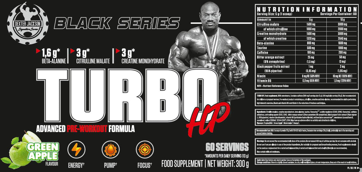 Serie nera | Formula pre-allenamento avanzata Turbo HP - 300 grammi