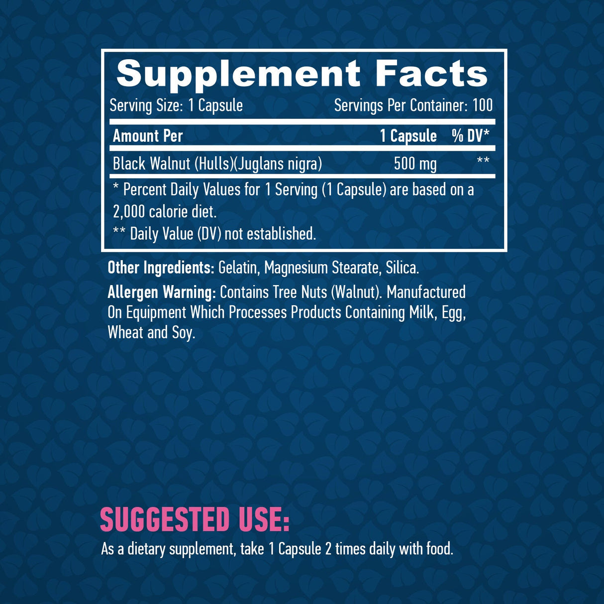 Malli di noce nera 500 mg. /100 capsule.