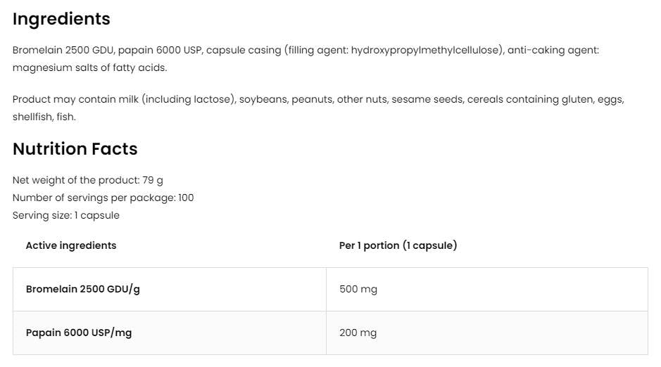 Enzimi Bromelina + Papaina 100 capsule