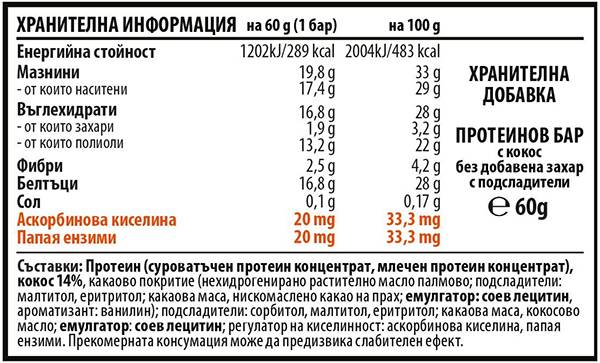 BrownMag Barretta proteica arricchita con vitamina C e papaya - Cocco - 60 grammi