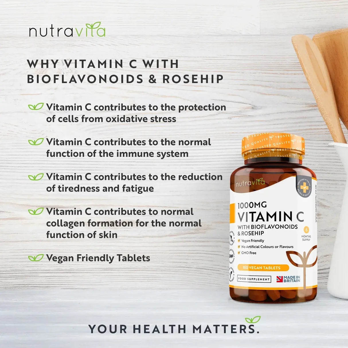 Vitamina C 1000 mg con bioflavonoidi e rosa canina 180 <tc>Nutravita</tc> compresse