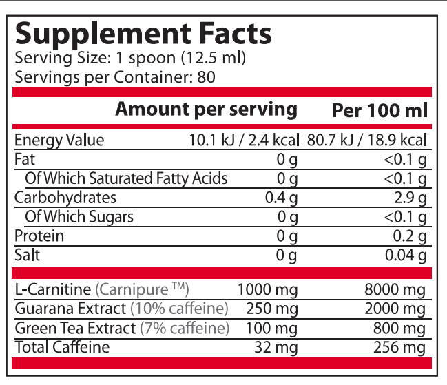 <tc>Pure Nutrition</tc> - CARNI MAX LIQUIDO con GUARANÀ e TÈ VERDE - 1000 ML