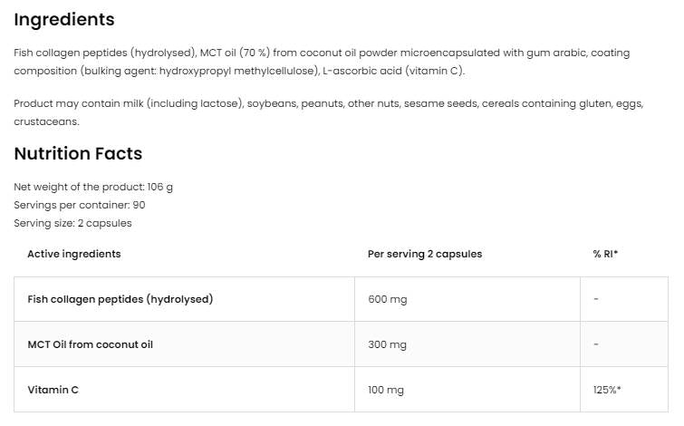 Coconut & Collagen | Collagene marino con MCT - 180 capsule