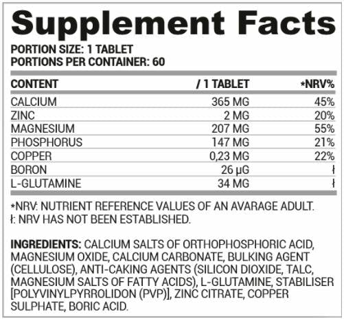 Ca/Zn/MG | Formula di calcio, magnesio e zinco - 60 compresse