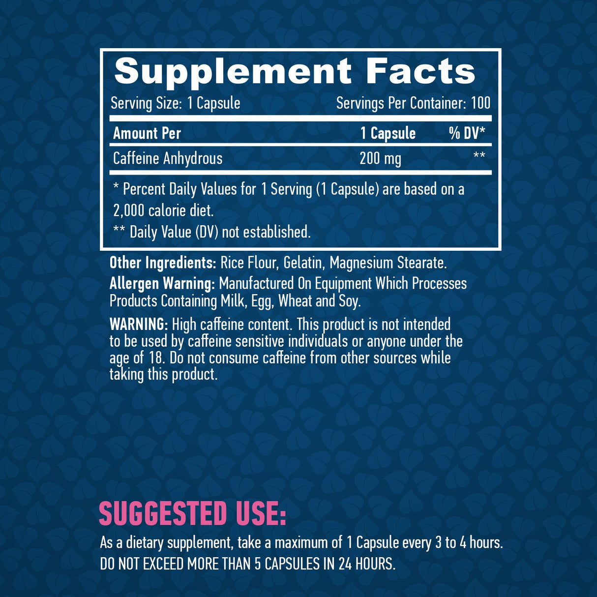 Caffeina 200 mg/100 capsule.