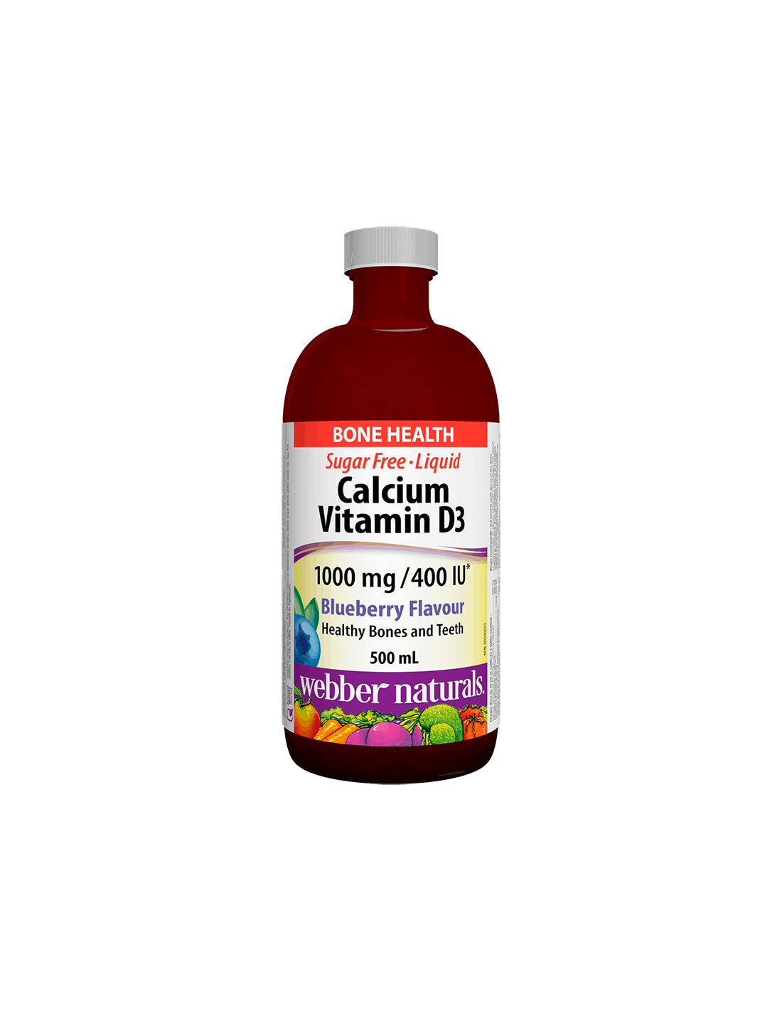 Calcio & Vitamina D3 liquida/Calcio 1000 mg + Vitamina D3 400 UI x 500 ml al gusto di mirtillo <tc>Webber Naturals</tc>