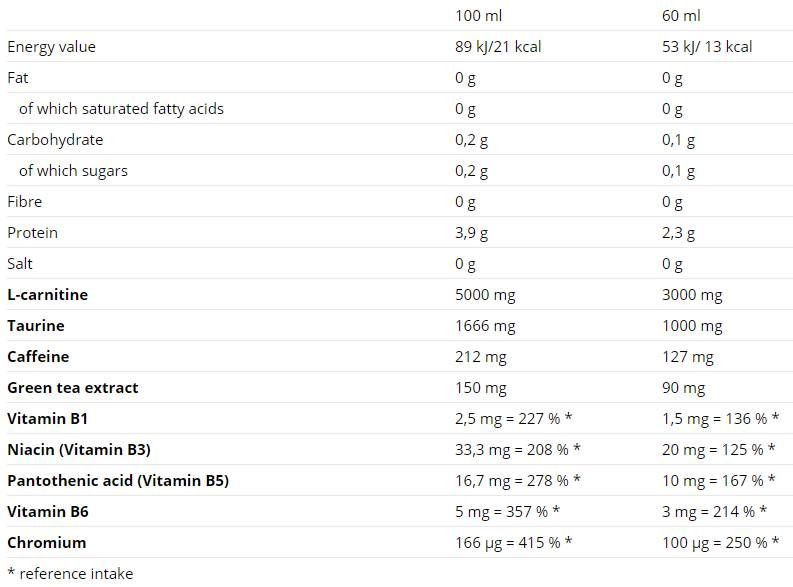 Carnitina 3000 Shot - 20 x 60 ml