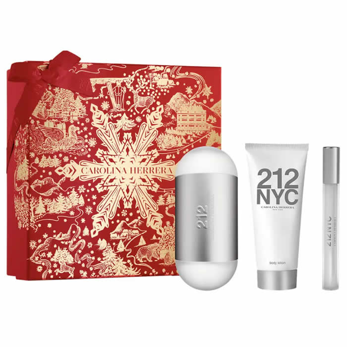 <tc>CAROLINA HERRERA</tc> 212 Nyc Eau De Toilette Spray 100ml Set 3 pezzi