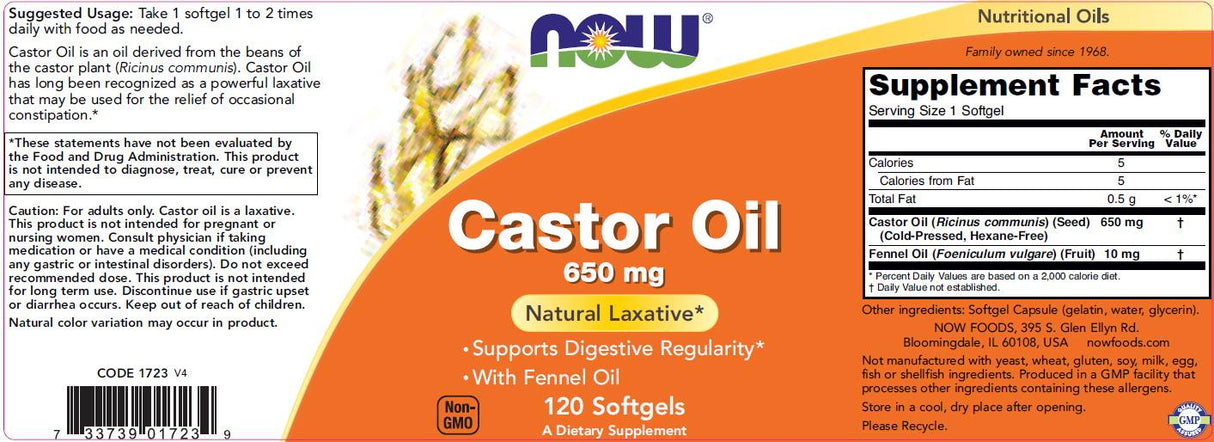 Olio di ricino 650 mg - 120 capsule molli