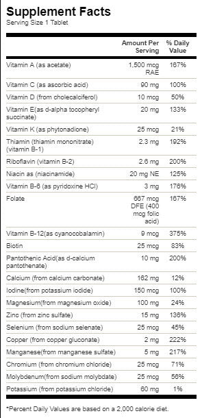 Multivitaminico Century Formula senza ferro - 130 Compresse