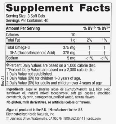 DHA Vegetariano per bambini 375 mg - 120 compresse masticabili