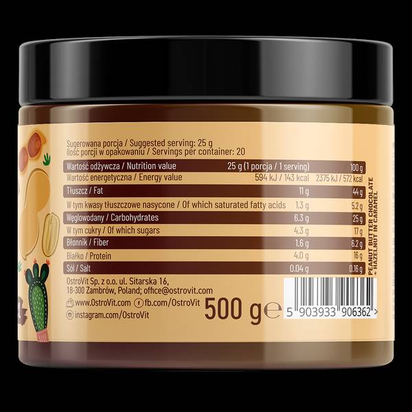 Burro di arachidi al cioccolato con nocciole al caramello | Croccante 500 grammi