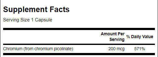 Cromo Picolinato 200 mcg - 200 capsule
