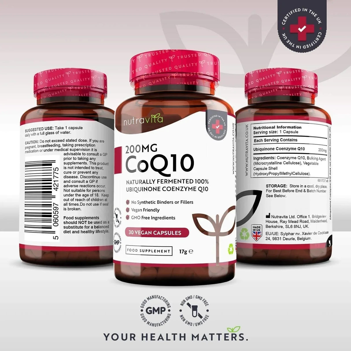 CoQ10 200 mg (Ubiquinone) /120 capsule, 120 giorni/ <tc>Nutravita</tc>