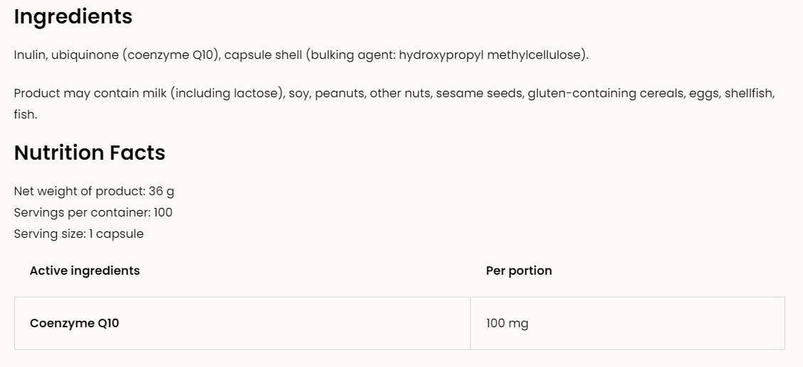 CoQ10/Ubichinone 100 mg 100 capsule