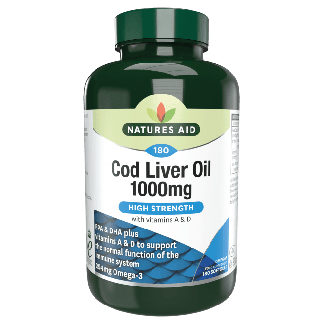 Olio di fegato di merluzzo 1000 mg 180 capsule molli NaturesAid