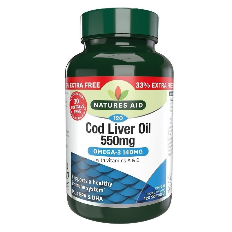 Olio di fegato di merluzzo 550mg 120 capsule molli NaturesAid
