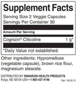 Cognizin Citicolina 500 mg/60 Vcaps - 0