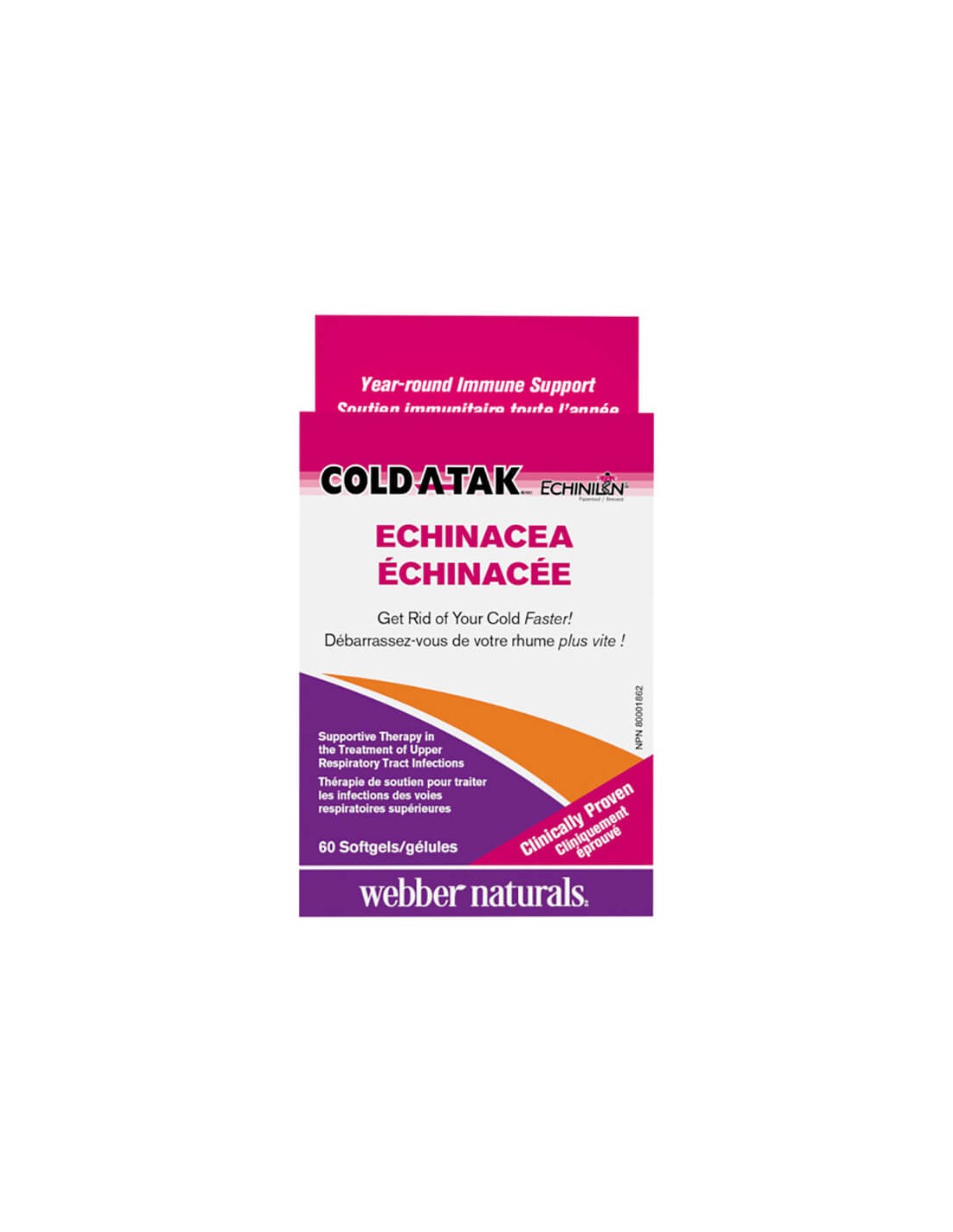 Cold-A-Tak® Ehinacea - Echinacea, 250 mg - Per raffreddore e influenza, 60 capsule softgel