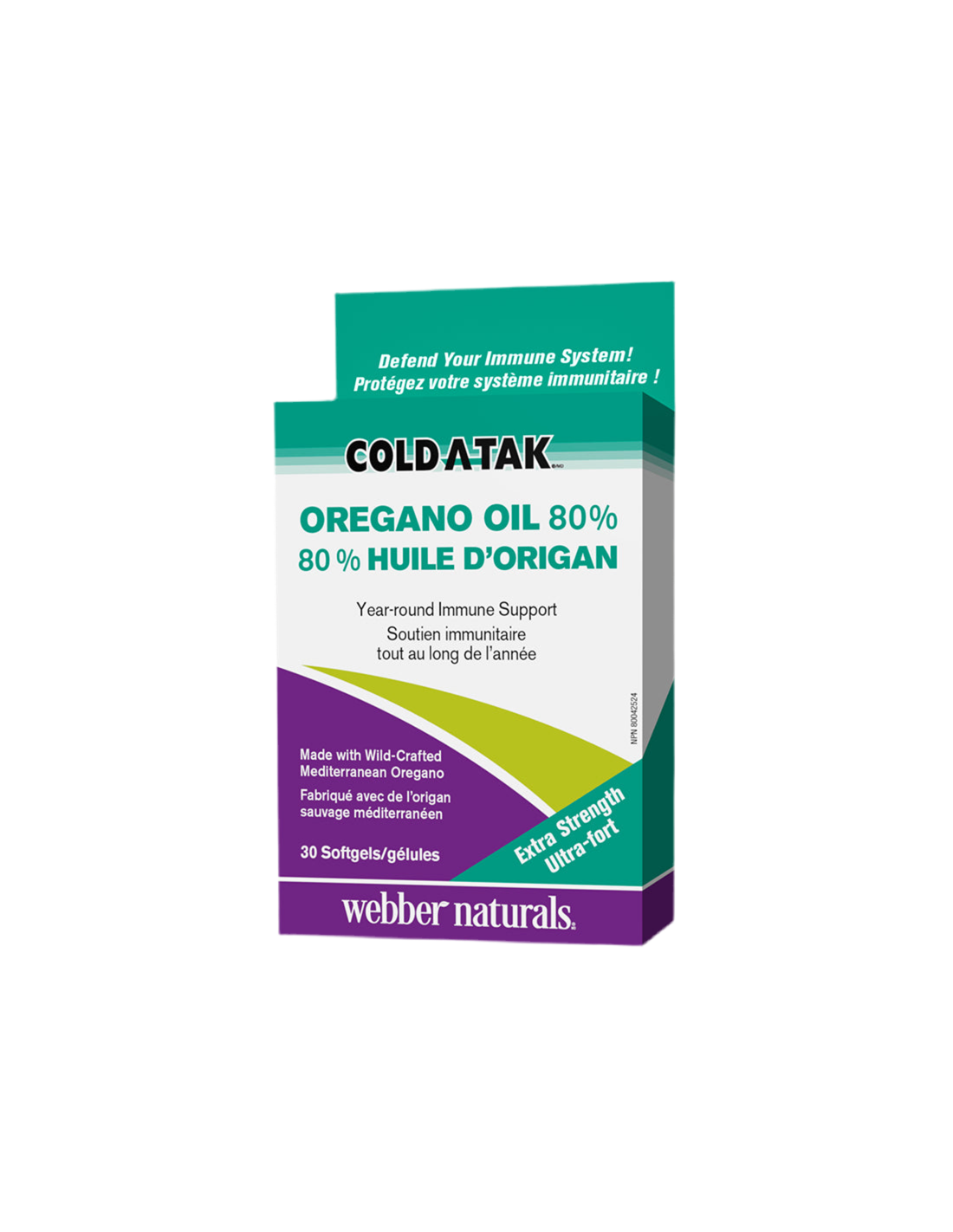 Cold-A-Tak® Oregano Oil Extra Forte/Origano (olio/80% carvacrolo), 180 mg, 30 capsule softgel