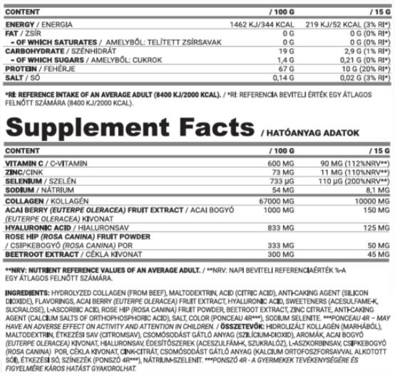 Paradiso del collagene | aggiunto zinco, vitamina C e acido ialuronico - 15 grammi