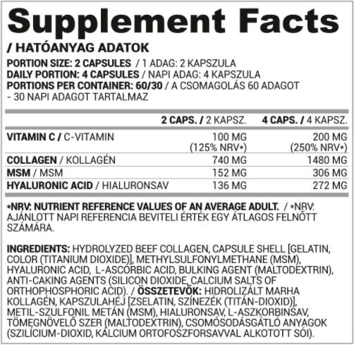 Collagene, Ialurone, MSM + Vitamina C - 120 capsule