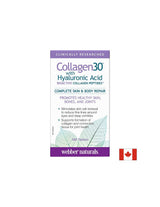 Collagen30® con acido ialuronico/Collagene (peptidi di collagene bioattivi) con acido ialuronico, 180 compresse <tc>Webber Naturals</tc>