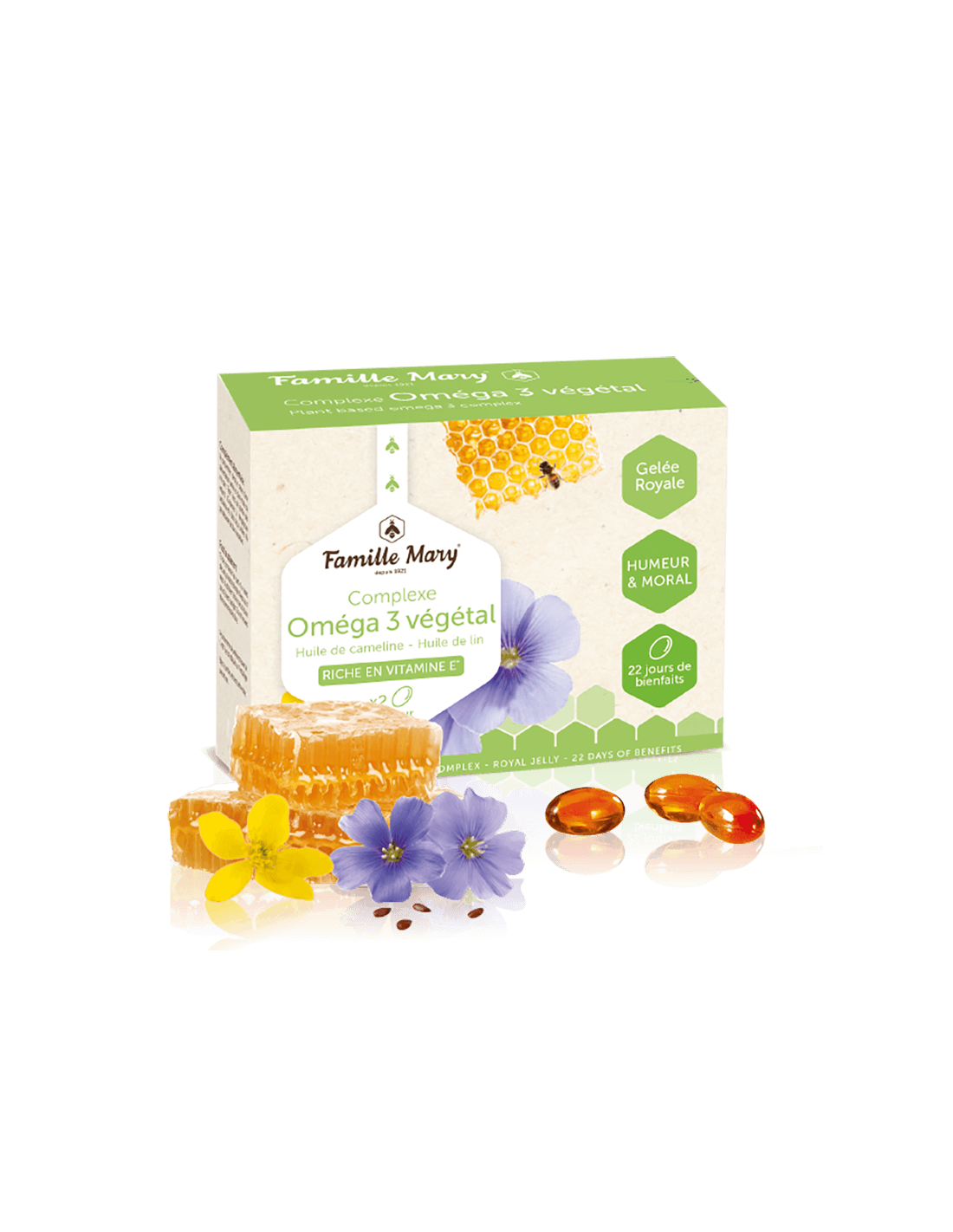 Complexe Oméga 3 végétal - Omega-3 di origine vegetale + pappa reale, 45 capsule