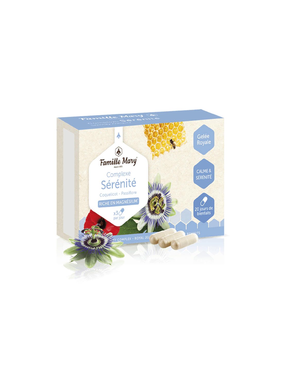 Complesso per il sistema nervoso, con magnesio, passiflora, papavero e pappa reale - Complexe Serenite, 60 capsule