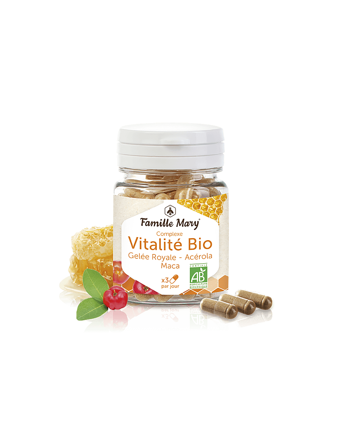 Vitalità ed energia - Complesso bio vitale con maca, pappa reale e acerola - Complexe vitalite Bio, 60 capsule