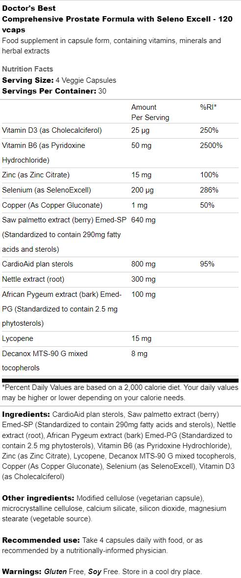 Formula completa per la prostata | Con Seleno Excell - 120 capsule