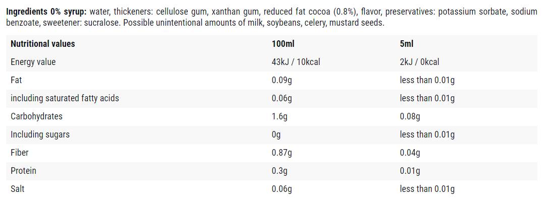 Biscotto al Cioccolato/Sciroppo 0 Calorie - 500 ml
