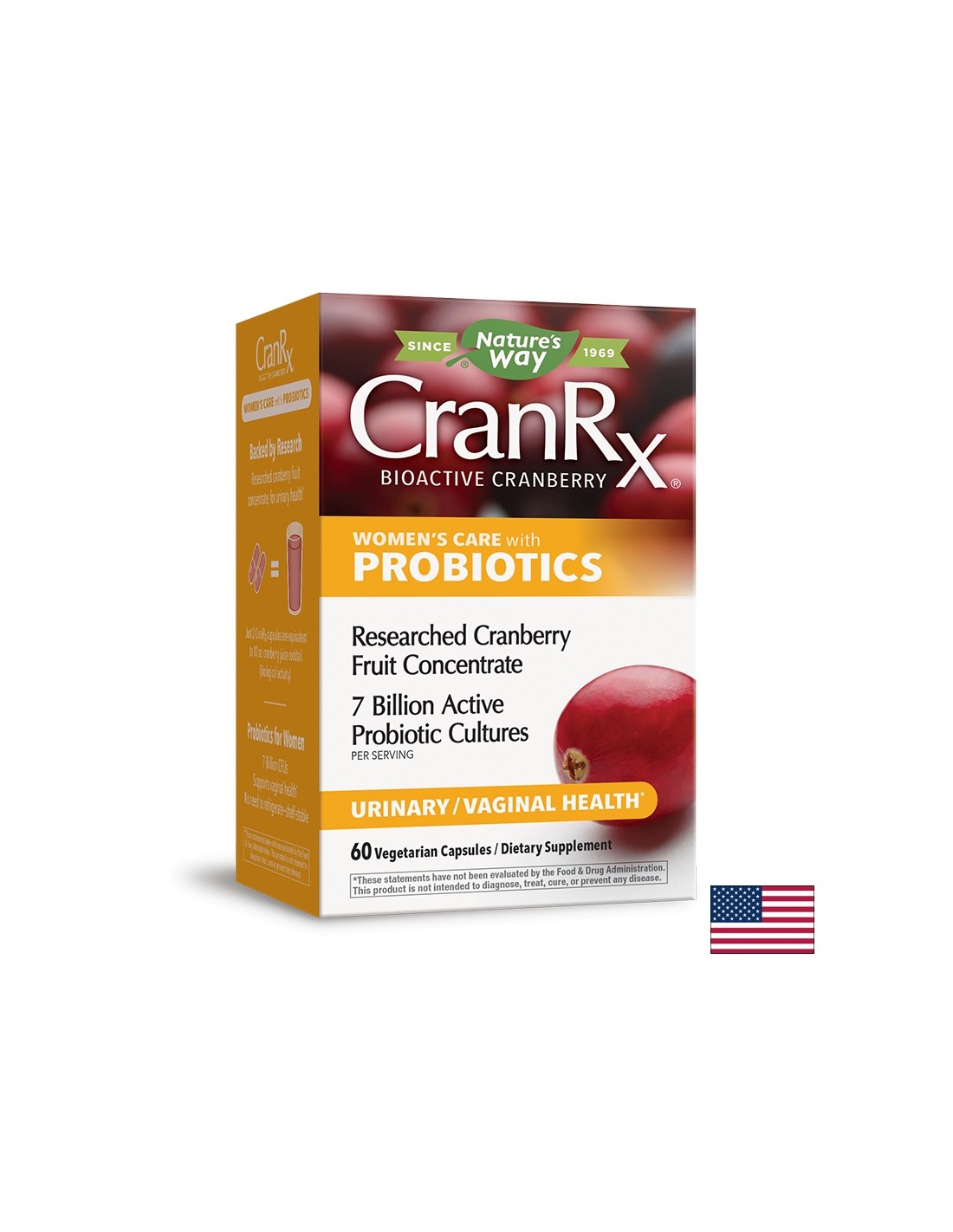 CranRx® Women`s Care con probiotici con mirtillo rosso + 7 miliardi di atti. probiotici x 60 capsule Nature's Way
