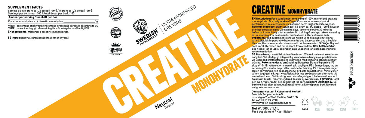 Creatina monoidrata/extra micronizzata - 500 grammi
