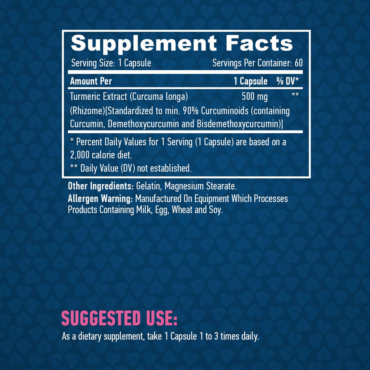Curcumina/Estratto di curcuma/ 500 mg/60 Capsule.